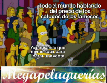 a cartoon of homer simpson sitting at a bar next to a sign that says megapeluquerias