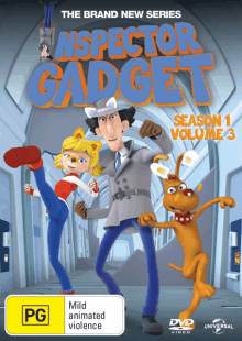 a dvd cover for the brand new series inspector gadget