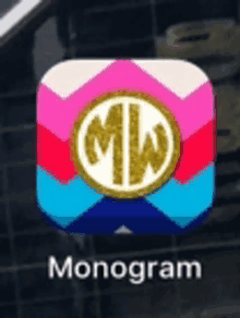 a colorful monogram app icon on a cell phone