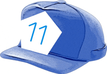 a blue hat with the number 11 on the side