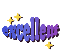 the word excellent is written in purple and yellow