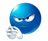 a blue smiley face is making a funny face