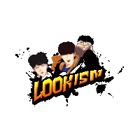 a logo for lookism with three cartoon characters