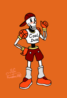 a drawing of papyrus wearing a shirt that says cool dude