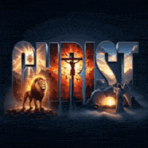a picture of jesus on the cross with the word christ behind him
