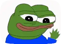 a green frog with a blue shirt and a plant in his hand