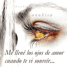 a drawing of a woman 's eye with a quote in spanish .