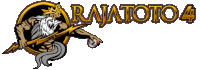 a logo for rajatoto 4 shows a king holding a spear