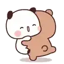 a panda bear is hugging a brown teddy bear .