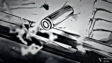 a black and white drawing of a bullet with the words motion ninja on the bottom