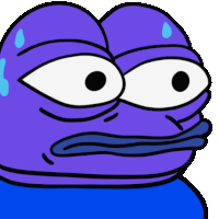 a cartoon of a purple frog with blue eyes