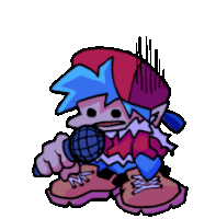 a pixel art of a person holding a microphone .