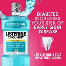 a bottle of listerine cool mint mouthwash is shown