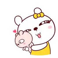 a cartoon of a woman holding a stuffed animal with a heart behind her .