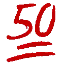 the number 50 is written in red with a white background