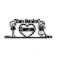 a black and white drawing of a man and a woman with the words " sen benim canimsin "