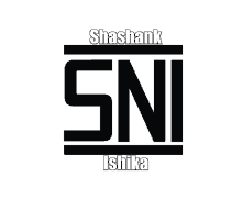 a black and white logo with the name shashank on it