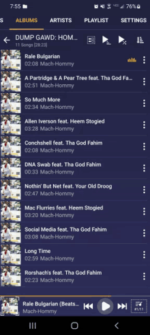 a phone screen shows a playlist of songs including one by role bulgarian