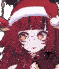 a girl with red hair and a santa hat