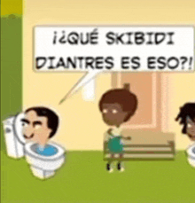 a cartoon of a man in a toilet with a sign that says skibidi diantre es eso