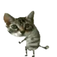 a pixelated image of a cat standing on its hind legs on a white background
