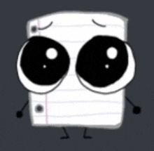 a cartoon drawing of a piece of paper with big eyes .