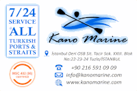 an advertisement for kano marine shows a kayak and a phone number