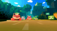 a blurred image of frogs driving down a road