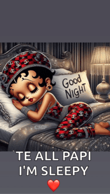 a picture of betty boop sleeping on a bed