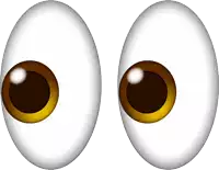 a pair of cartoon eyes with a brown pupil