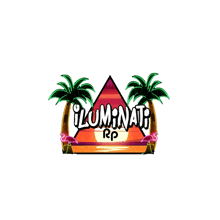 a logo for illuminati rp with palm trees