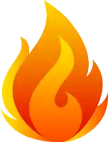 a yellow and orange fire flame with a white background