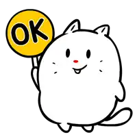 a cartoon cat is holding an ok sign in its paws .