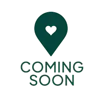 a green pin with a heart and the words coming soon underneath