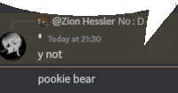 a screenshot of a message from zion hessler no d