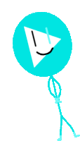 a stick figure with a blue balloon with a triangle on it 's head