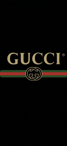 the gucci logo is on a black background with a red , green and gold stripe .