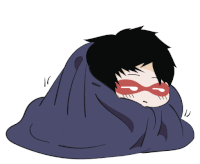 a cartoon of a person wrapped in a blanket