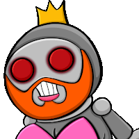 a cartoon drawing of a robot with a crown on his head