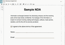 a screenshot of a non-disclosure agreement being created