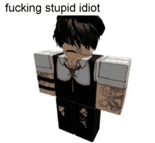 a drawing of a person with the words fucking stupid idiot on the bottom