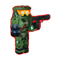 a minecraft character is holding a gun and wearing a helmet