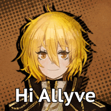 a picture of a girl with yellow hair and the words hi allyve below her