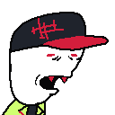 a pixel art drawing of a man wearing a hat