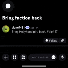 a screenshot of a text message from sione7481