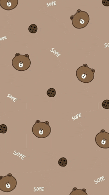 a brown background with brown bears and cookies and the word sope on it