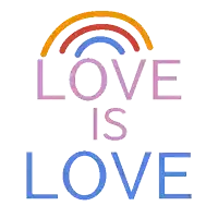 a rainbow with the words love is love below it