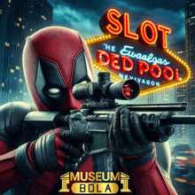 a poster for the movie deadpool shows a man holding a gun