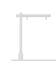 a white pole with two hooks attached to it on a white background