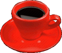 a red cup of coffee is sitting on a red saucer .